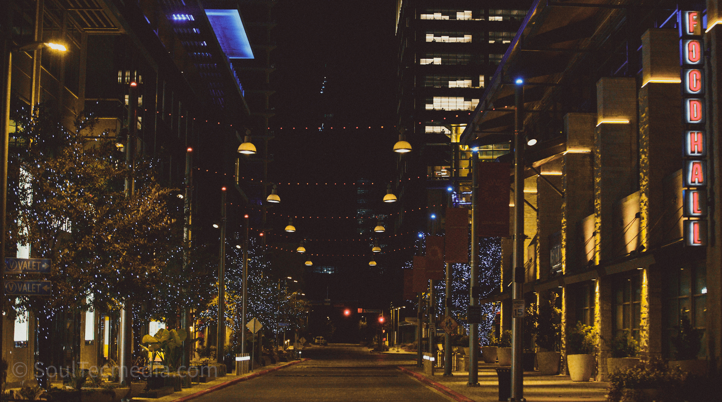 Downtown street at night