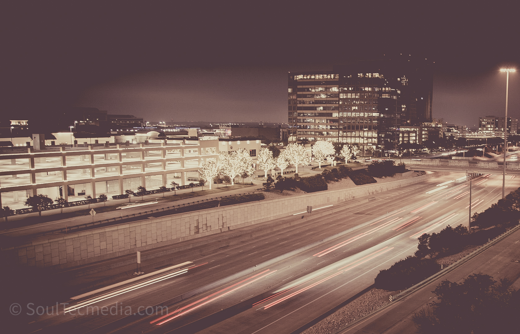 City light trails at night